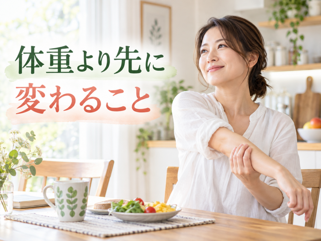 40代女性が体重以外の身体の変化に気づく様子