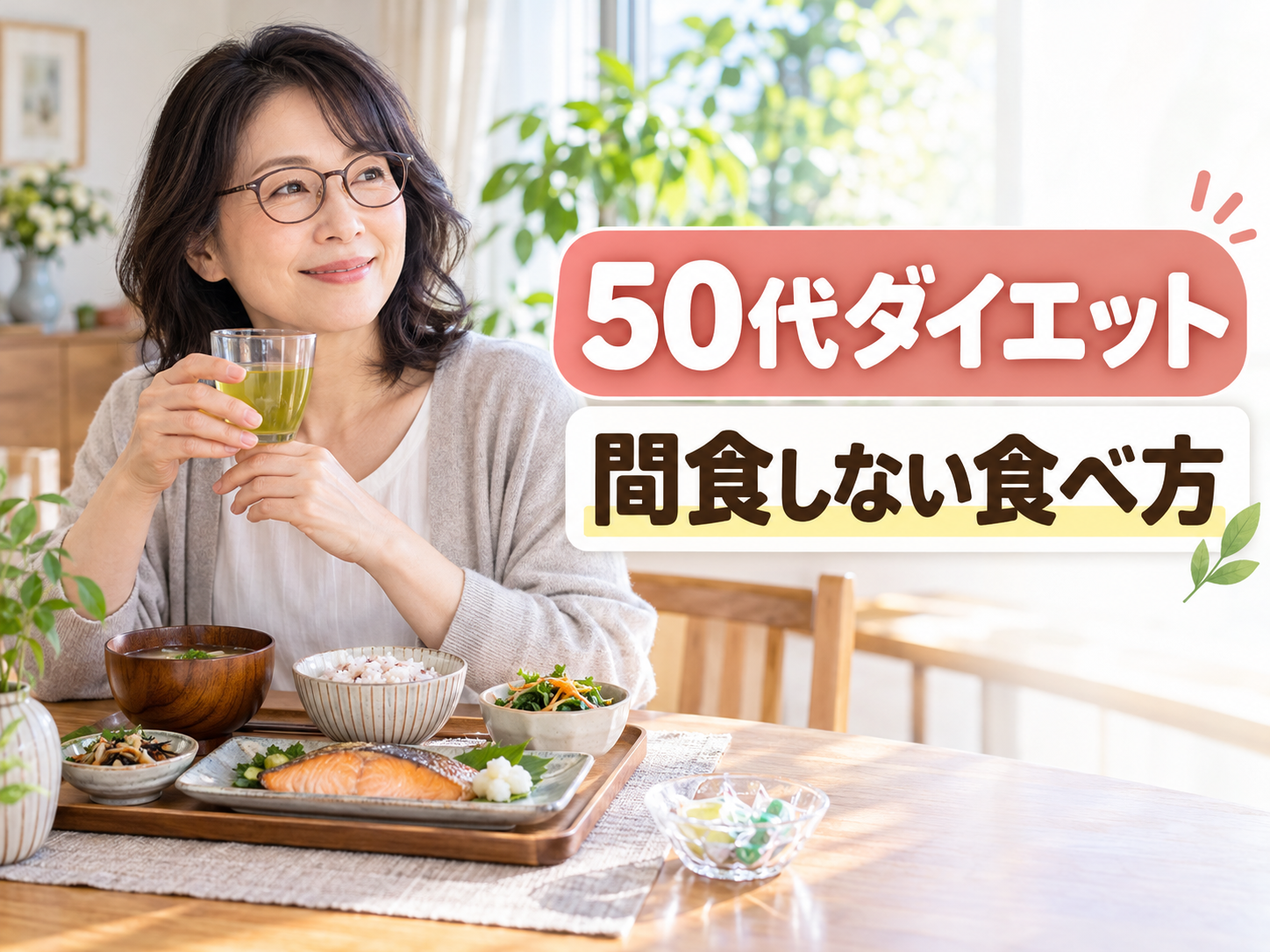50代のダイエットで間食をしない食べ方を考える女性