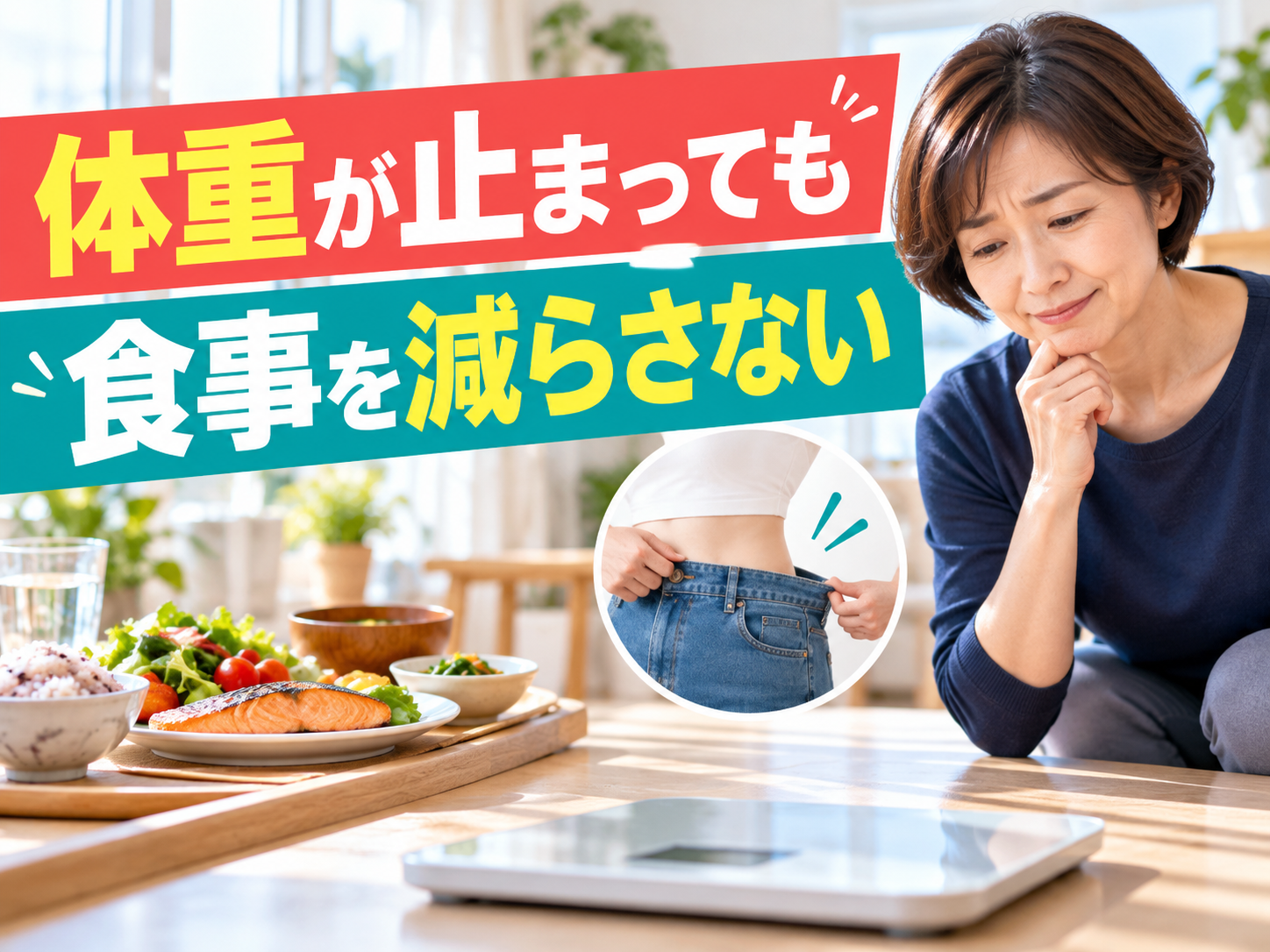 体重が止まった週に食事を減らさず見直す40代女性