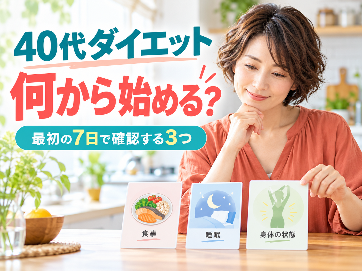 40代女性が食事・睡眠・身体の状態を確認するダイエットの始め方
